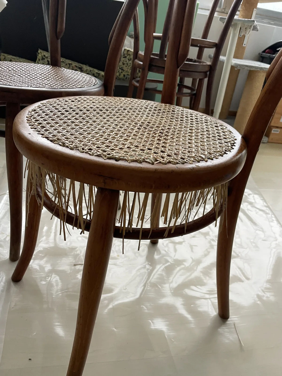 Rattan furniture weaving work 2