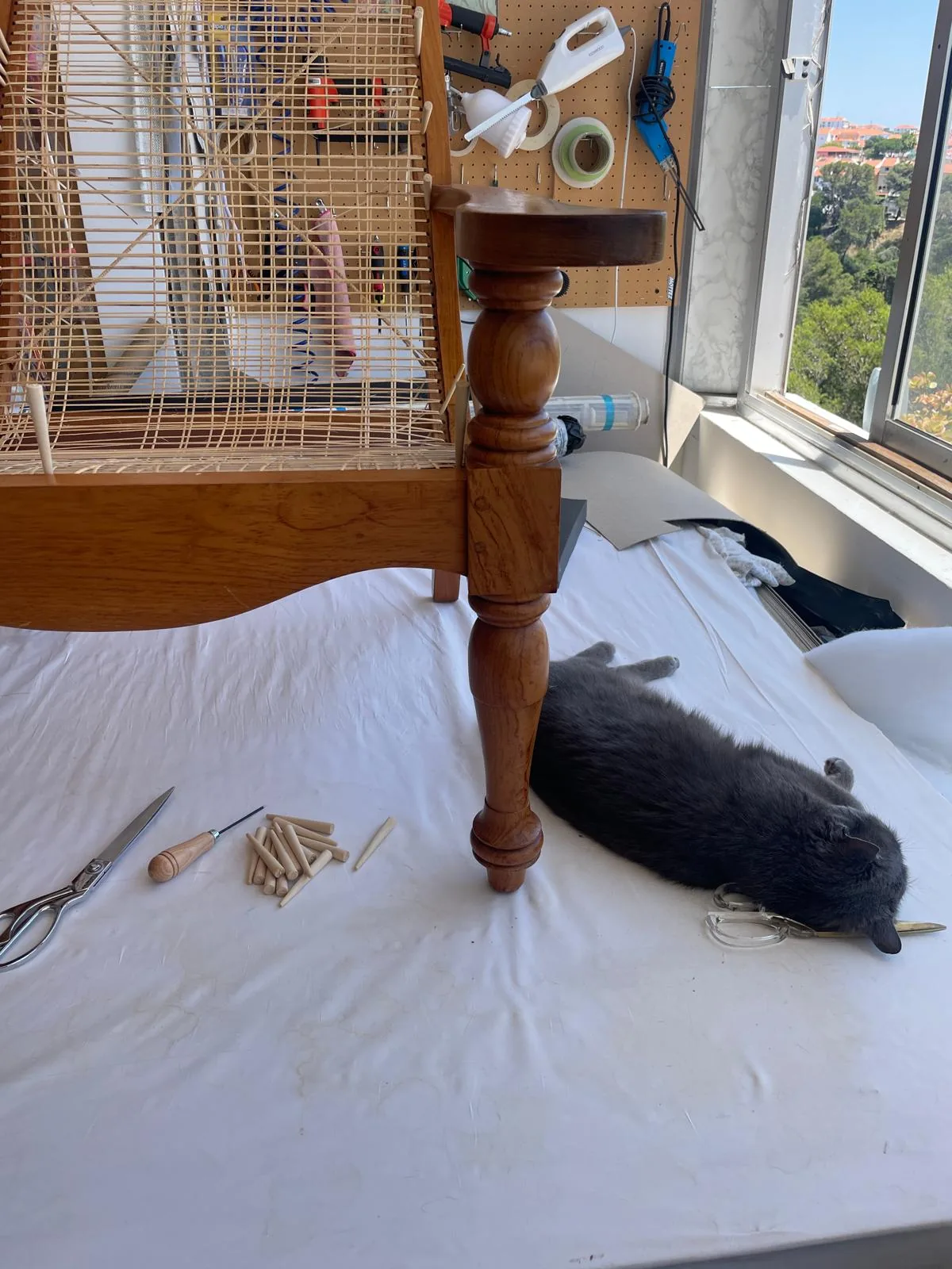 Rattan furniture weaving work 7